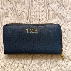 J. Crew Brown and Gold Zip Wallet